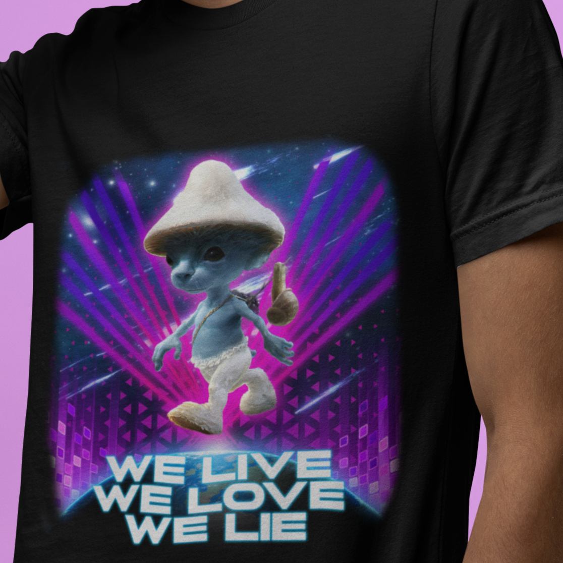 Smurf Cat We Live We Love We Lie Tee